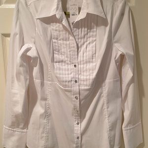 Express white tuxedo blouse size Large